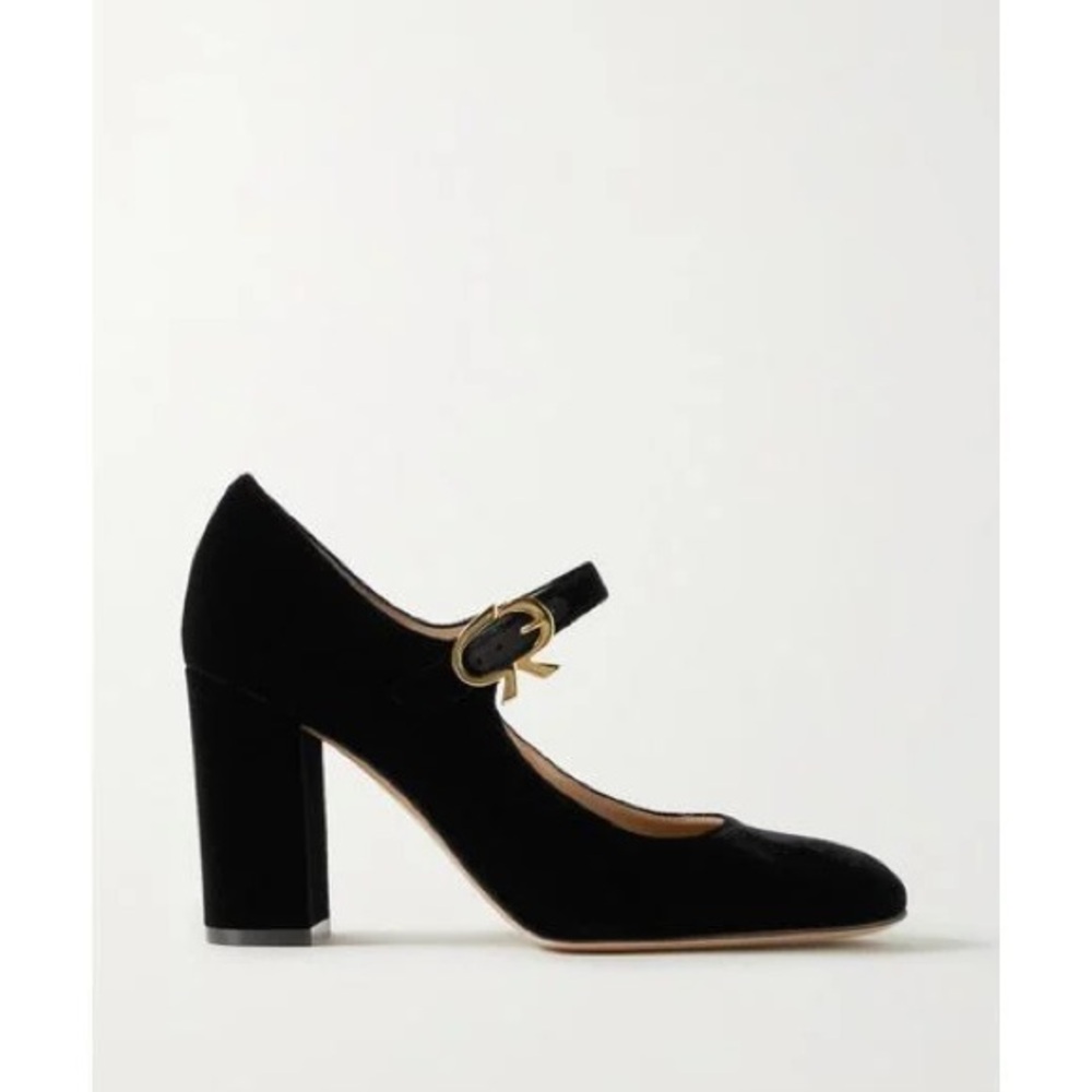 Gianvito Rossi Black Velvet Mary Jane (Size 37)